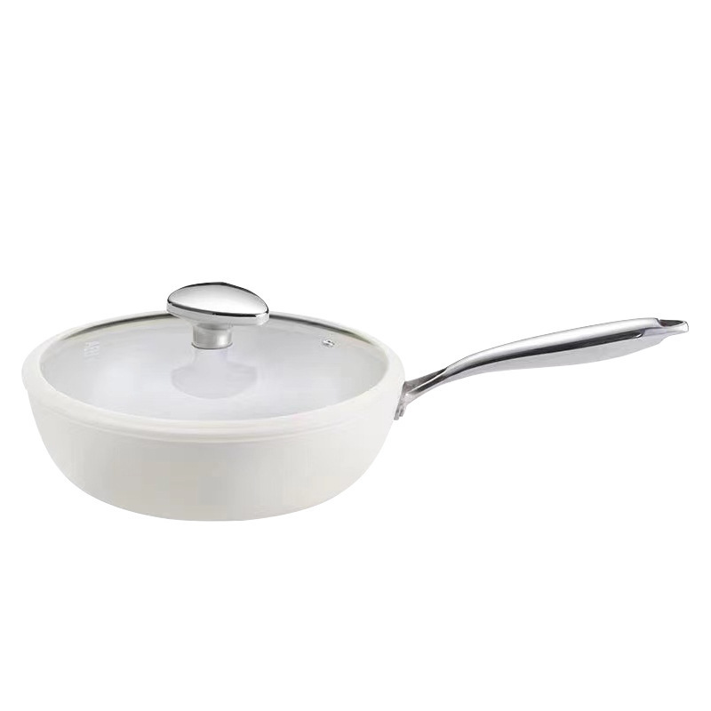 Husholdningsrørepanne finne jernpanne skallrørepanne nonstick keramisk glasert rørepanne: Rød