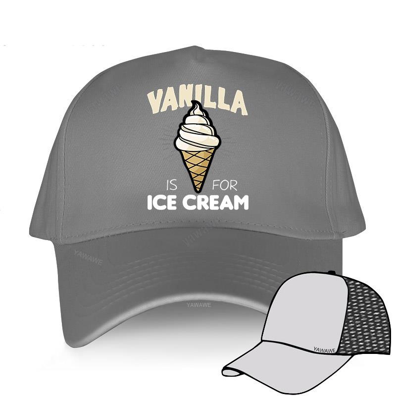 cotton unisex Adjustable Baseball Cap VANILLA ICE CREAM Man Women Summer Hat: grey mesh