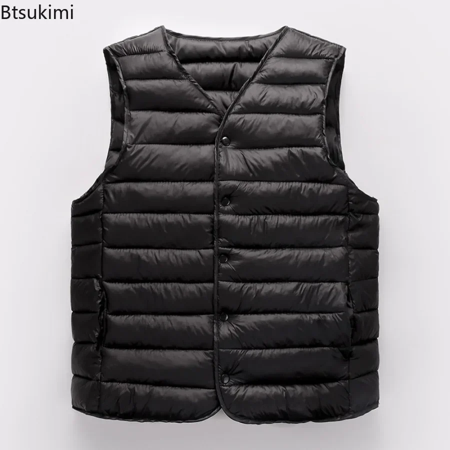 Herfst Winter Heren Mode Mouwloze Donzen Katoenen Vesten Warm Lichtgewicht Binnenkleding Vesten Casual Veelzijdig Man Vest Jas
