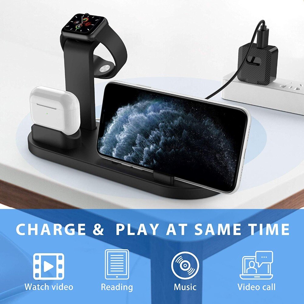 10W Wireless Charger Docking Station Charging Base Stand For iPhone SE 11 Pro X XR XS Max 8 7 6 6S Plus Apple Watch Airpods pro