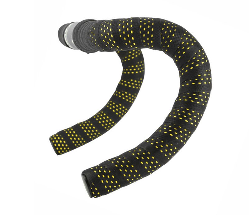 Cinta de manillar de bicicleta de carretera, corcho EVA PU, cinta de manillar de bicicleta, suave, , amortiguación de ciclismo, correa de fijación antivibración: YELLOW