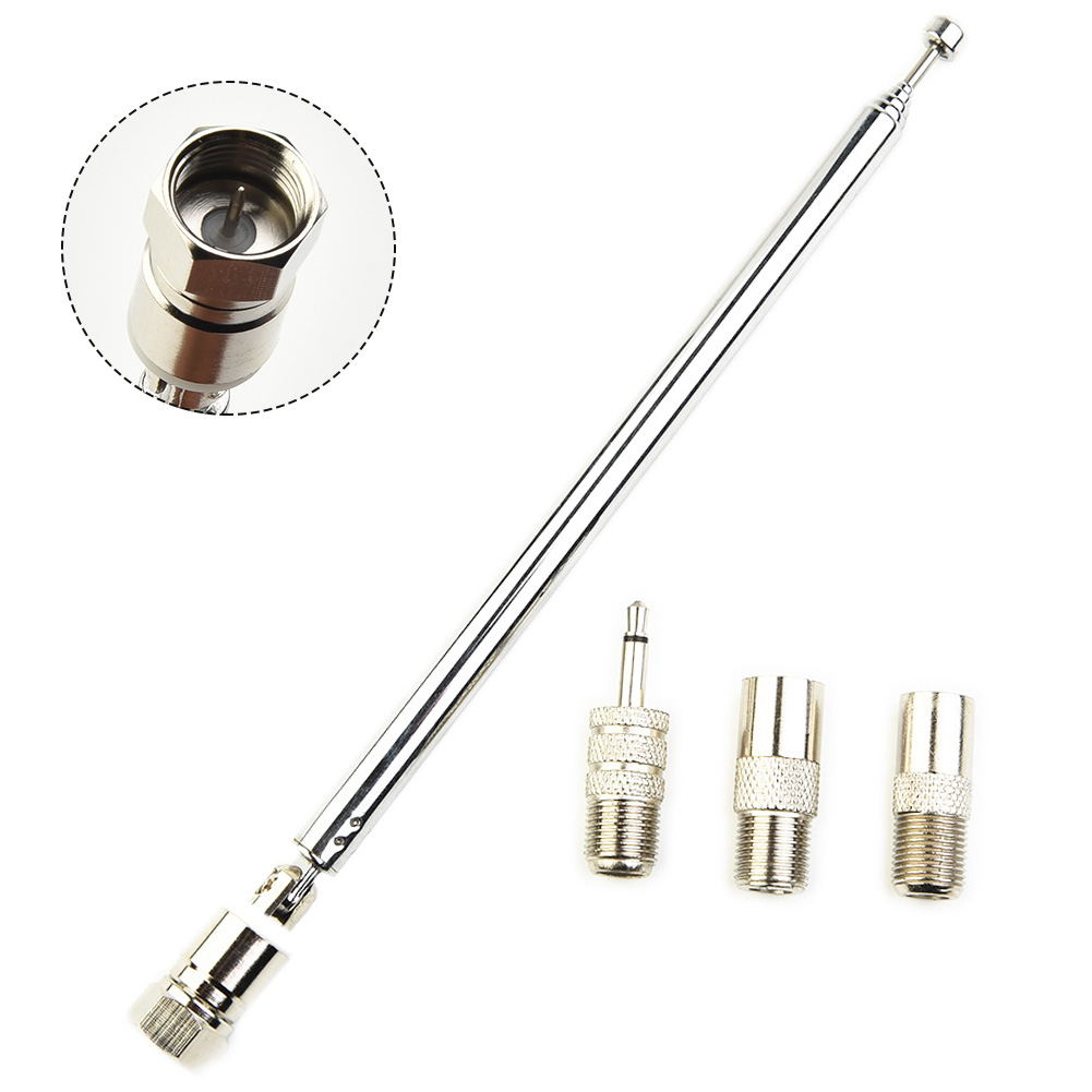 Antenne Radio Télescopique DAB FM, Adaptateur Aérien, Récepteur AV HiFi, Mini Système 75cm avec Connecteur F-Mâle + 3 Cavités