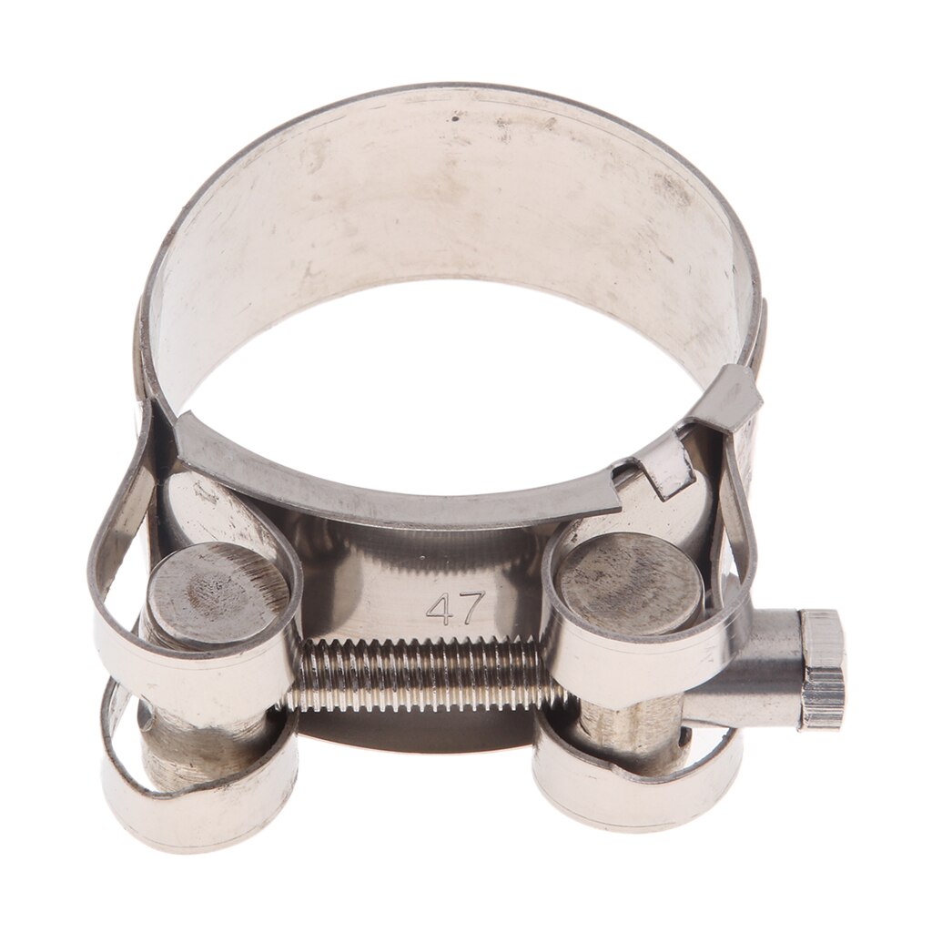 Abrazadera de tubo de escape de acero inoxidable para motocicleta, accesorio de alta resistencia para silenciador tipo deslizante, 32-55mm: 44-47mm