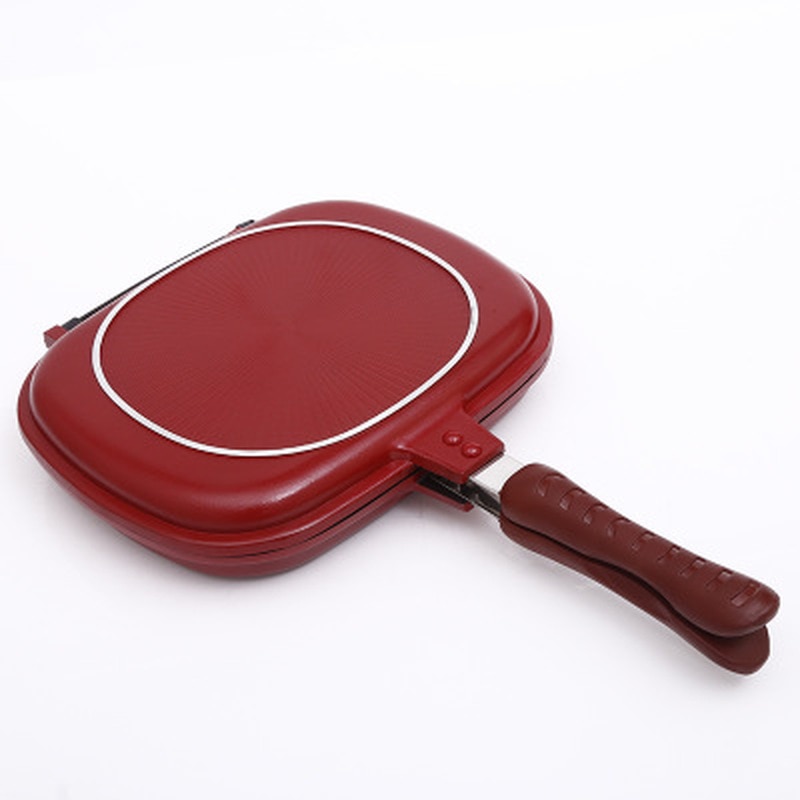 1pc dubbelsidiga grillstekpanna fyrkantig form med non-stick panna bakbiff stekpanna 28cm köksredskap