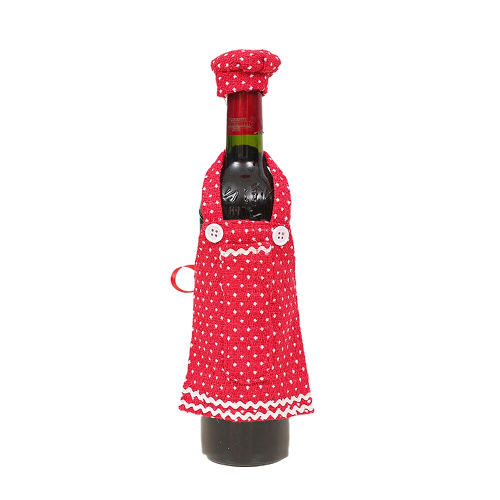 Forklæde/hat vinflaskebetræk frakke øl champagnepose flaskebetræk festartikler juledekoration hjemmebordsindretning: Rød