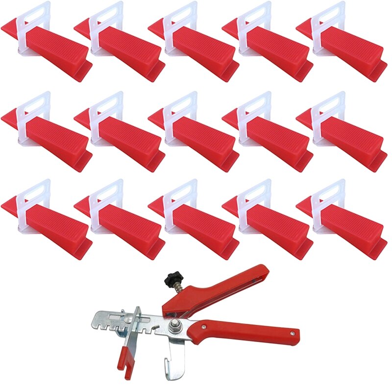 JFBL 401Pcs Tile Leveling System 2mm 300Pcs Clips+100Pcs Wedges +1Piece Plier Plastic Tiling Tools Tile Spacer