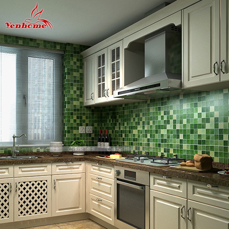 Moderne pvc selvklæbende tapet badeværelse tapet køkken vandtæt mosaik fliser klistermærker vinyl boligindretning wallstickers