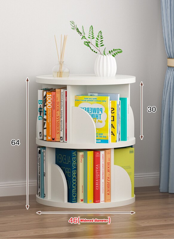 Dobbeltlag 360 ° roterende bogreol opbevaringsholder til børnenes billedbogshylde vaskbar uden og formaldehyd: 2 varmhvide udvides