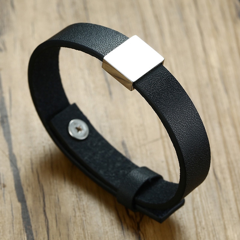 Heren accessoire sieraden eenvoudige stijl zwarte microvezel leren armband zwarte leren armband