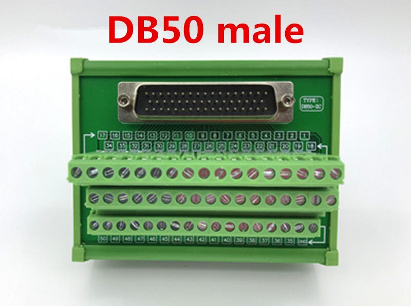 DB50 hole relay terminal block acquisition card wiring module terminal rail installation transfer wiring terminal female head: DB50 male