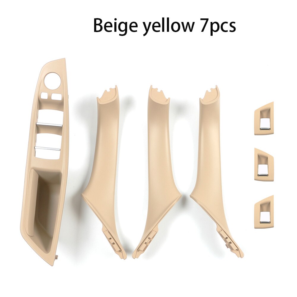 7pcs Rechterhand Drive RHD Voor BMW 5 serie F10 F11 Grijs Beige Zwart Auto Binnendeur Handvat panel Pull Trim Cover: 7PCS Beige yellow