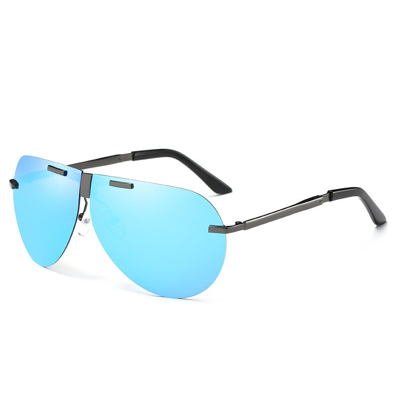 neue Faltbare Polarisierte Sonnenbrille Männer Farbe Film Randlose Brillen Pilot Fahren Brille Klapp Brillen PL1156: C05GunBlue
