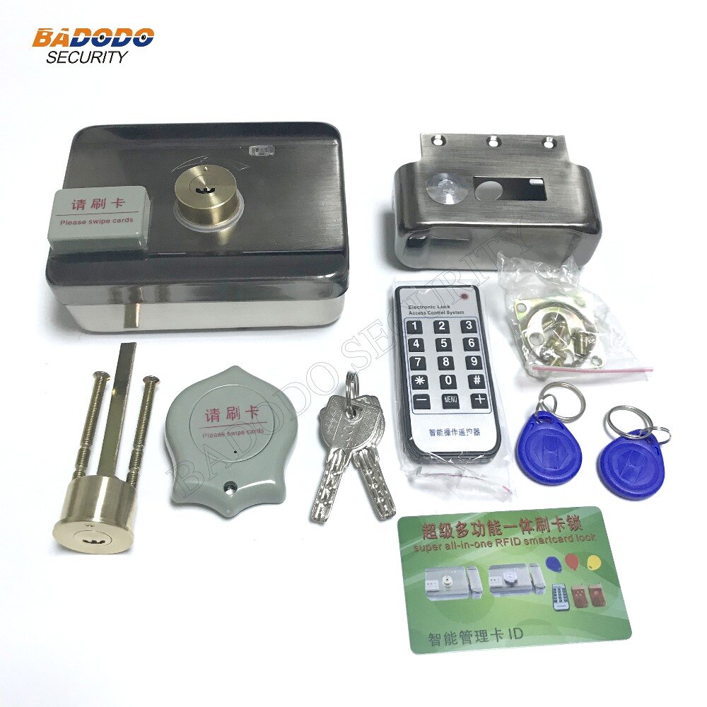 Electric lock motor lock support 125KHz RFID card mechanical keys to open the door for access control home security