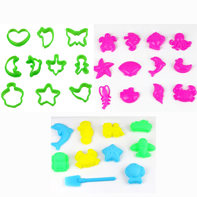 300g Dynamische Zand Gepresenteerd Zes Mallen Pluizige met Gereedschap Dynamische Magic Strand Ruimte Zand Speelgoed voor Kinderen Anti Stress speelgoed: 33pcs