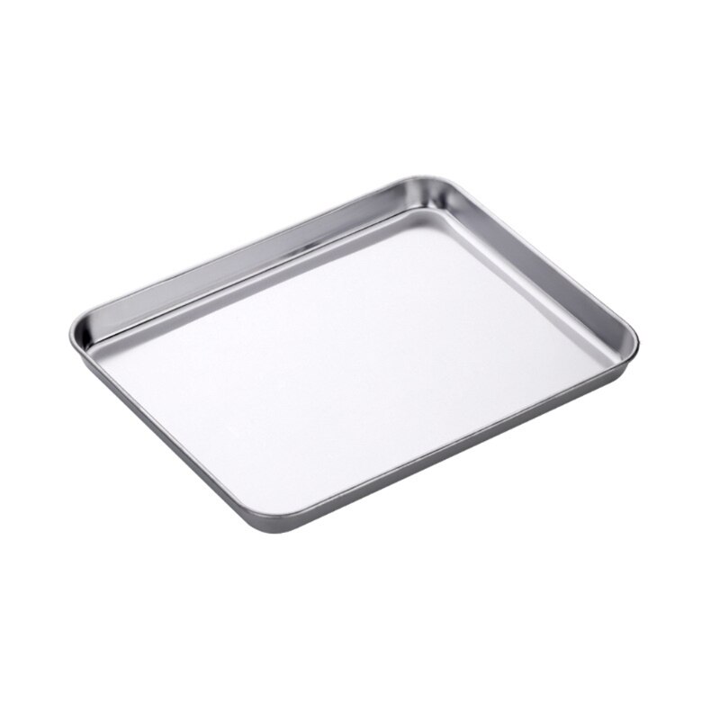 Stainless Steel Cake Baking Pastry Food Storage Tray Rectangle Fruit Plate Pan H3CF