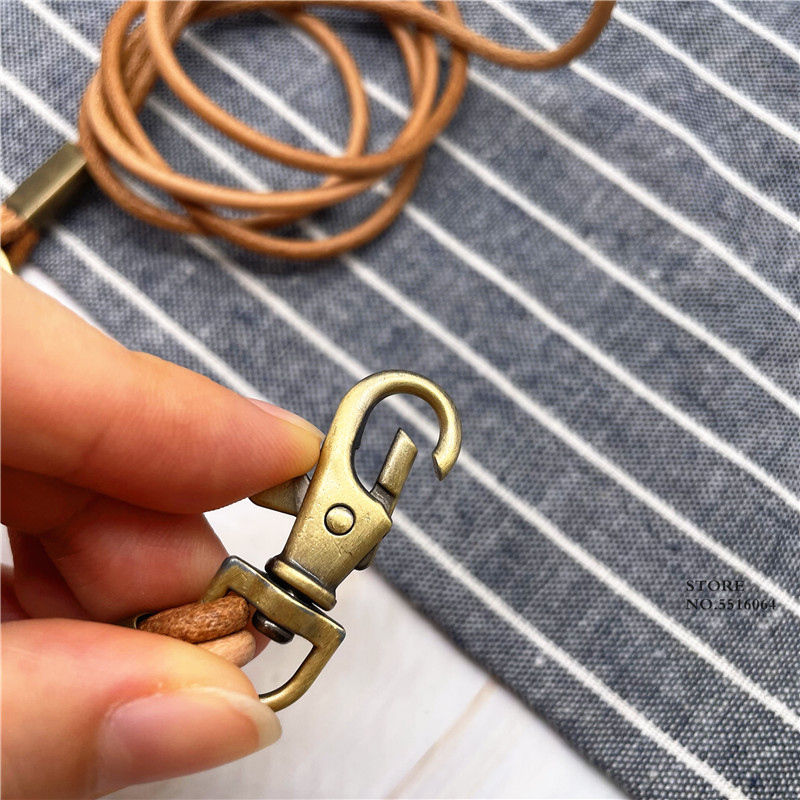 1 SZTUK Prawdziwa skórzana smycz na szyję do telefonu komórkowego Torba na klucze ID Karta pracy Uchwyt na klucze Brelok na szyję Naszyjnik DIY