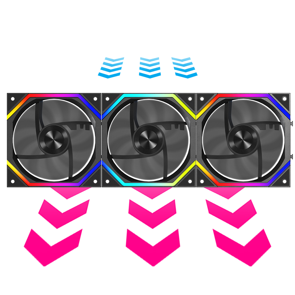Jungle Leopard PC Case Fan Prism XH Splicing fan ARGB chassis fan 12CM cooling fan Shenguang synchronous 5V3 pin prism PWM: GRAY