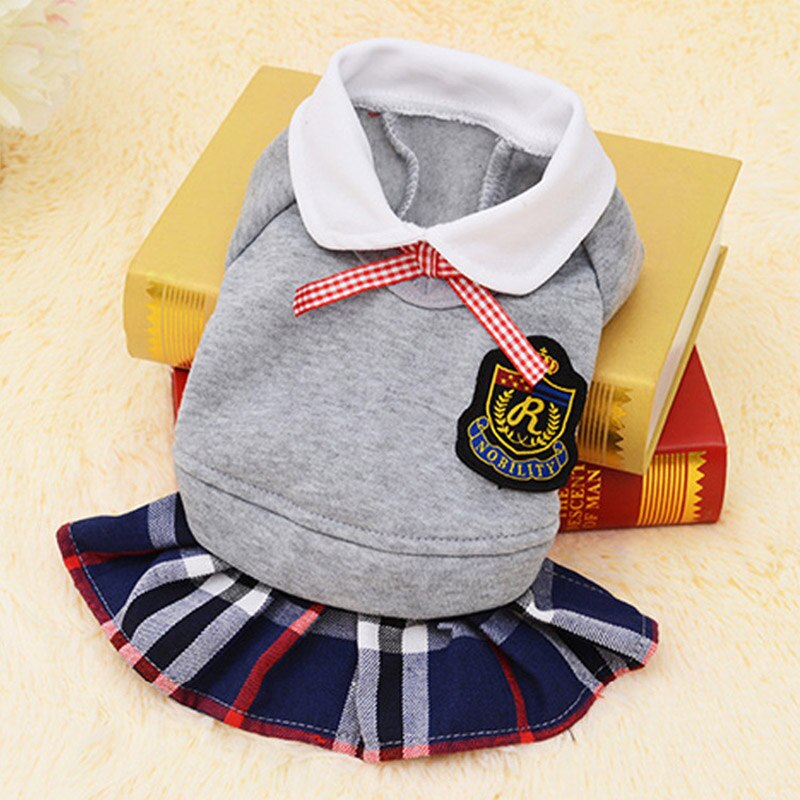 Couple Pets Dogs Clothing Bulldog Chihuahua Puppy Outfit Dog Uniform Dog Costume Formal Pet Clothes For Dogs Cat Pug Ropa Perro: Gray Dress / S