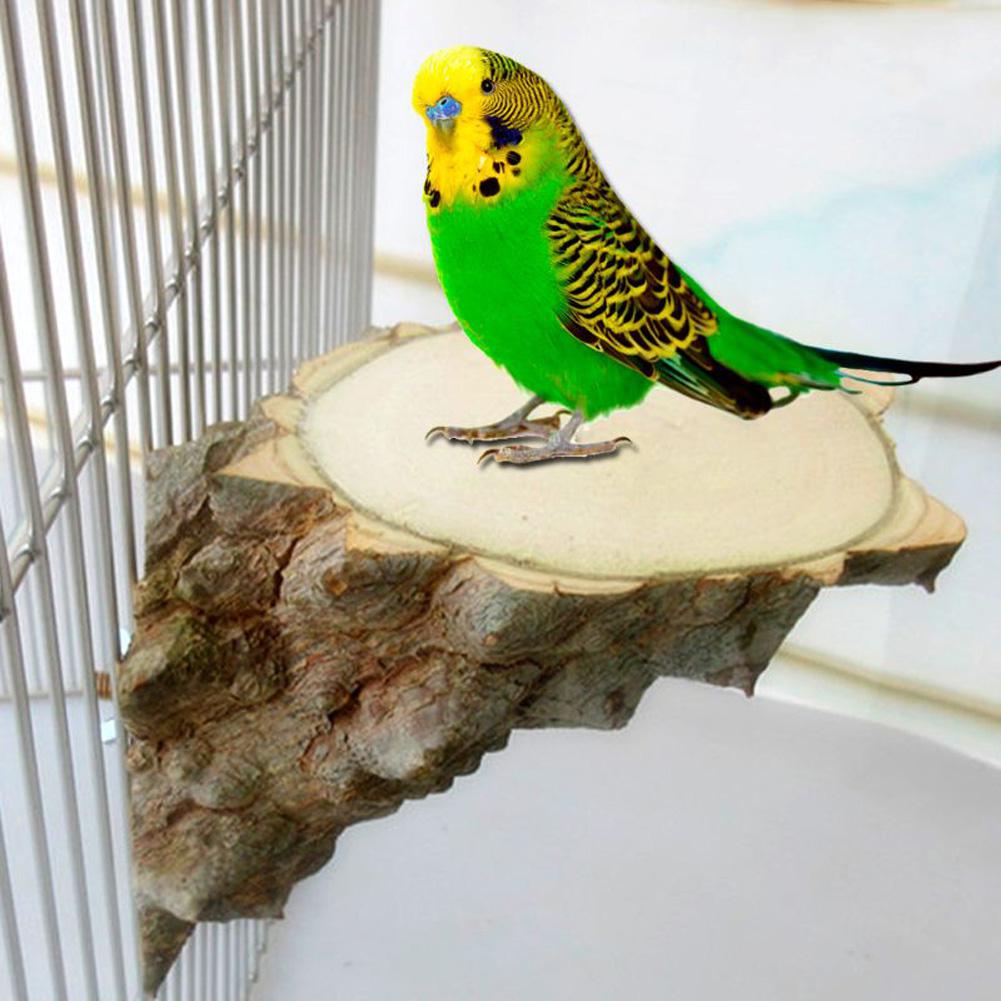 Pet Platform Right Angle Wood Perch Parrot Hamster Squirrel Bird Cage Playing Stand Jumping Board: Default Title