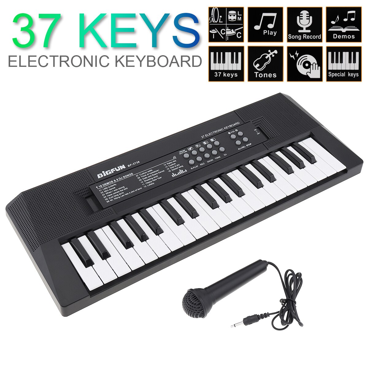 37 tasti di pianoforte Tastiera Elettronica Digitale di Musica Tastiera con Microfono per Bambini Regali Musicale Illuminazione