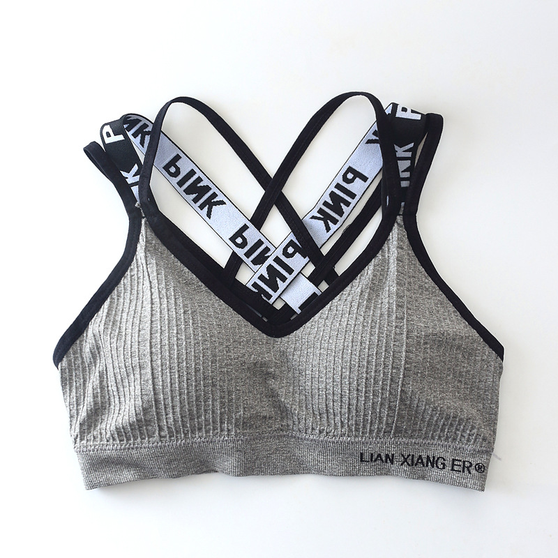 Roze Sportbeha Padded Yoga Vrouwen Modale Beha Bralette Beha Sport Bh Top Fitness Gym Running Top Bras: Gray Bra-2