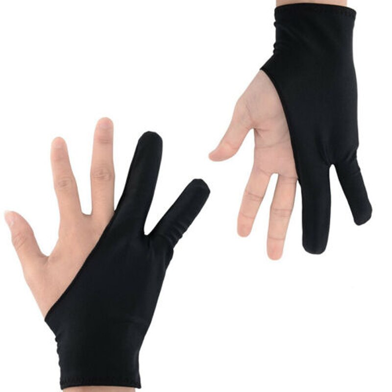 Guante de dibujo para artistas de talla libre, color negro, para cualquier dibujo gráfico, 2 dedos, antisuciedad, para la creación de mano derecha e izquierda 1 unidad