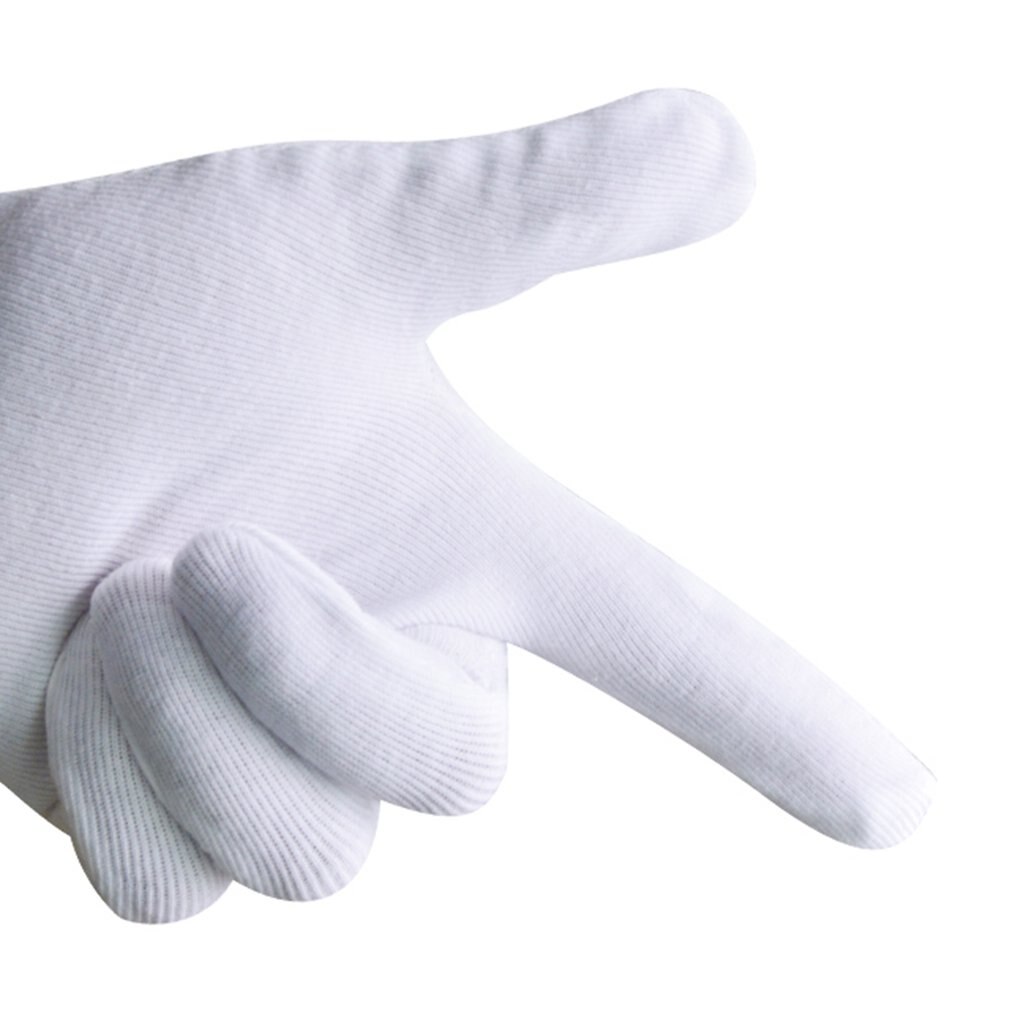 Guantes de protección para el trabajo, manoplas blancas de algodón, para joyería, reconocimiento, limpieza del hogar, jardinería, suministros de etiqueta, 12 pares