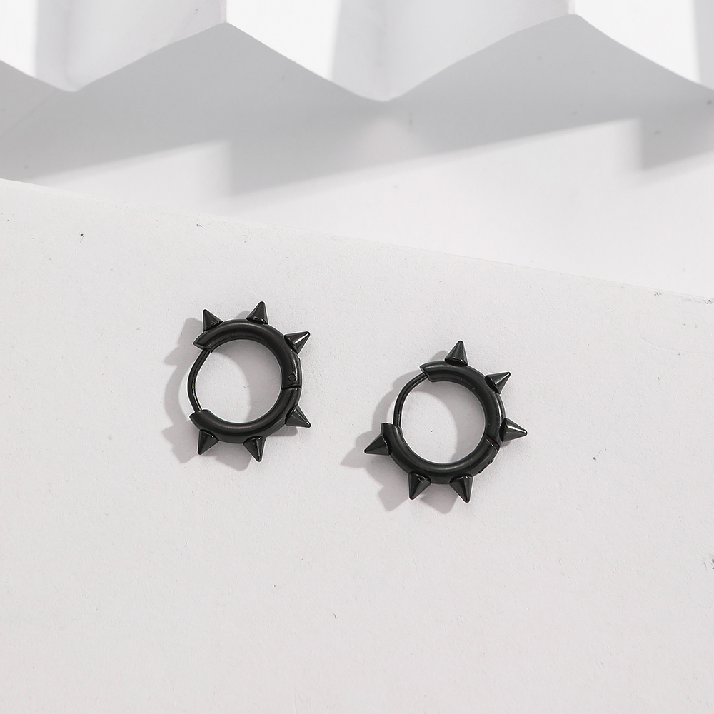 BenS-pendientes de acero inoxidable para mujer, aretes de aro pequeños con corazón espinoso, huggies redondos, joyería de al por mayor E67: PLATEADO