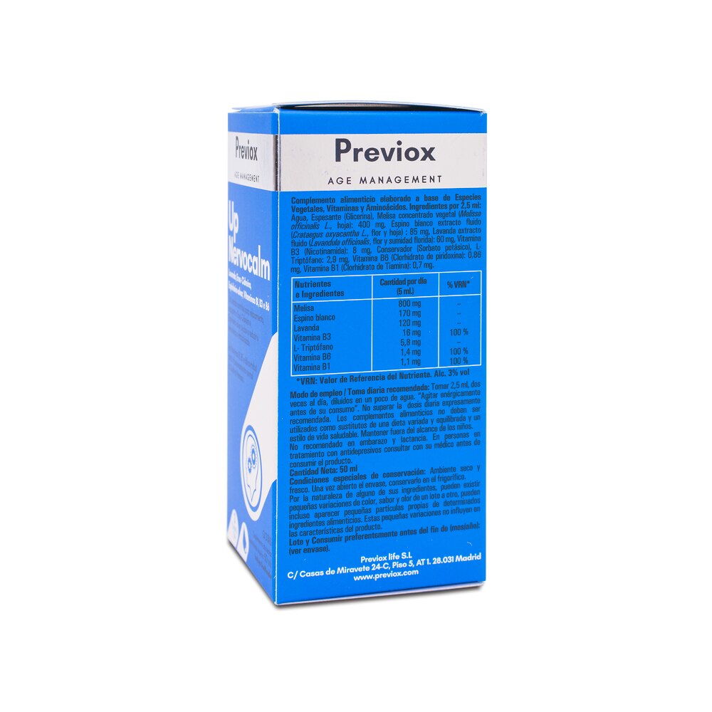PREVIOX Up nervocalm 50 ml. Buen funcionamiento del sistema nervioso. Disminiye irritabilidad y nerviosismo. Estado de animo