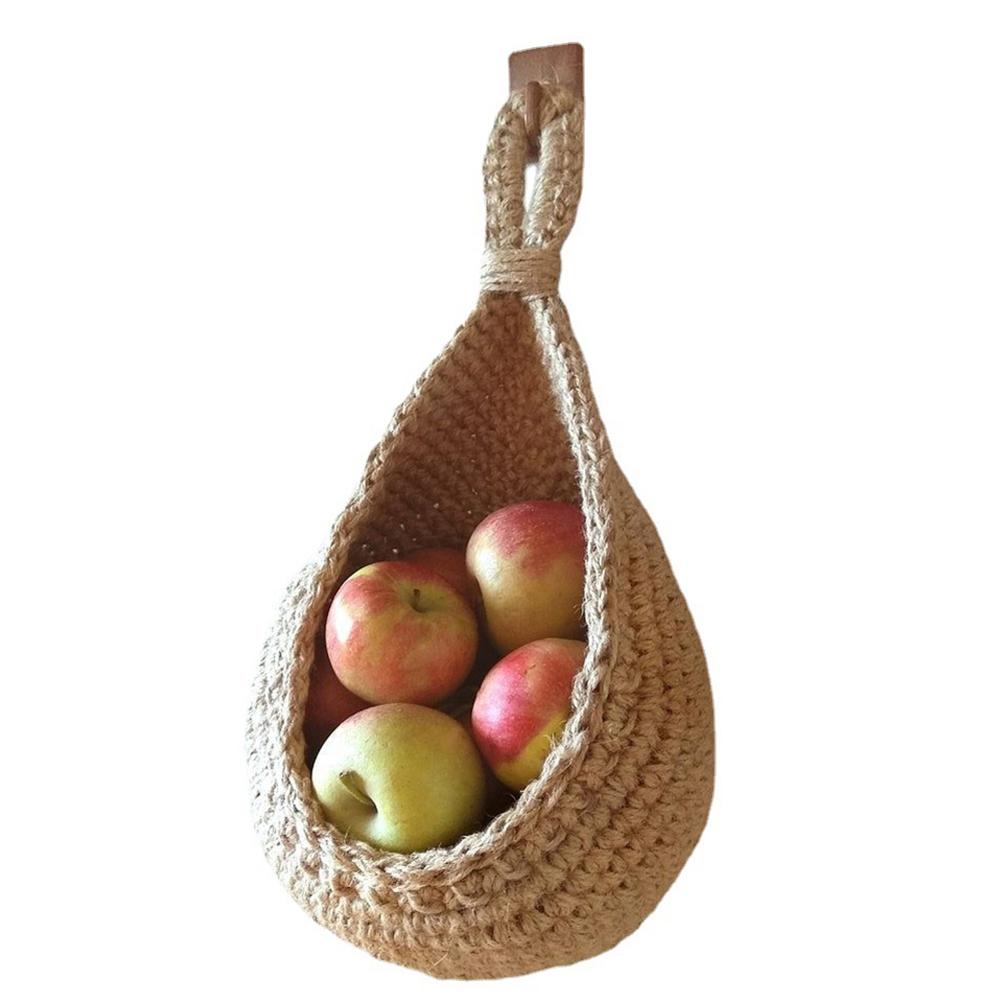 Hanging Wall Vegetable Fruit Basket Kitchen Hanging Storage Farm House Basket Bohemian Handwoven Wall Mount Fruit Veggie Basket: medium