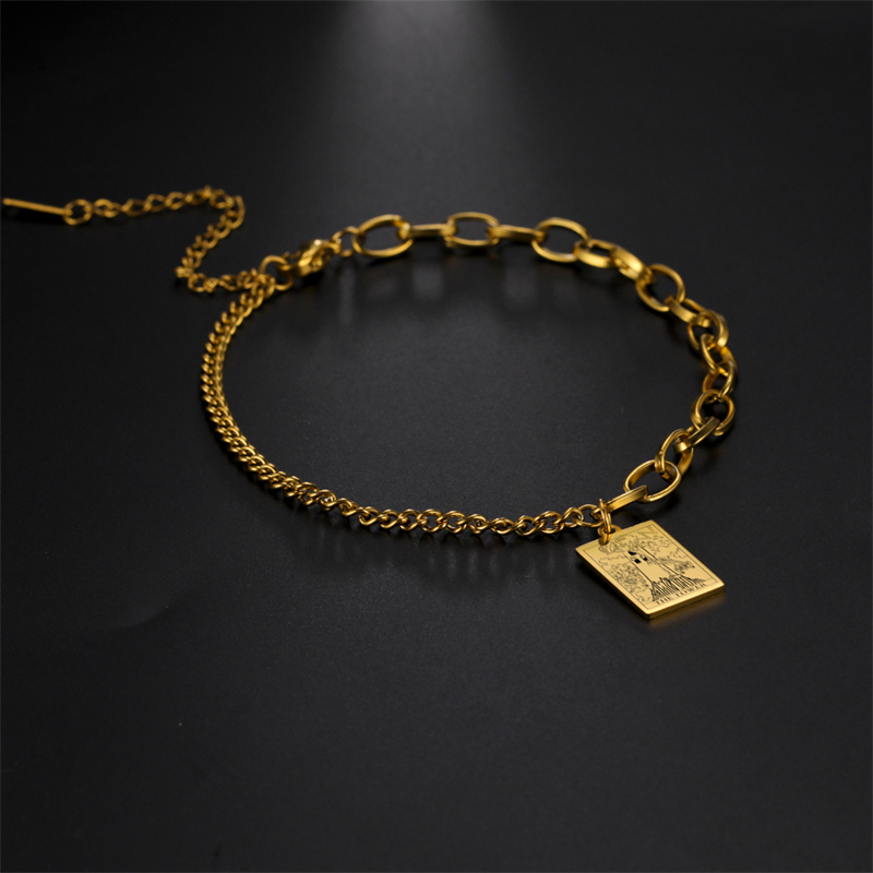 RVS Enkelbandje Voet Armband Tarot Kaarten Voet Ketting Van Vrouwen Meisjes Duivel Keizer Armband Blootsvoets Vrouwelijke Sieraden