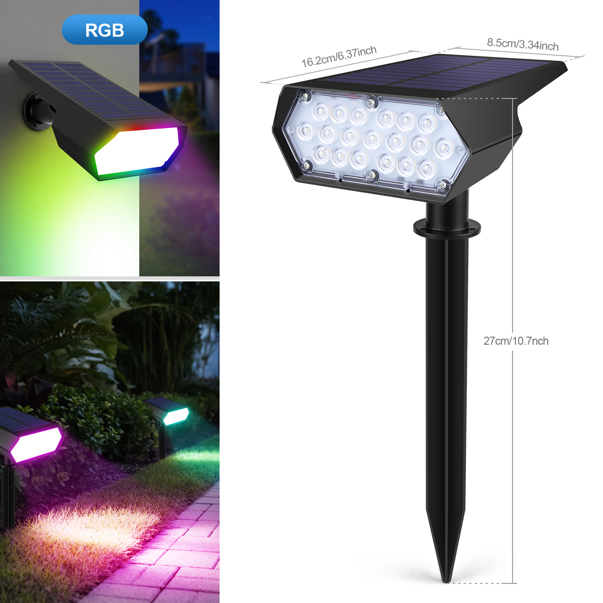 Solarstrahler für den Außenbereich, Garten, Weg, Rasen, Landschaft, wasserdicht, schnee-/hitzebeständig, Umweltschutz, Energieeinsparung: Mond blau / 0-5W