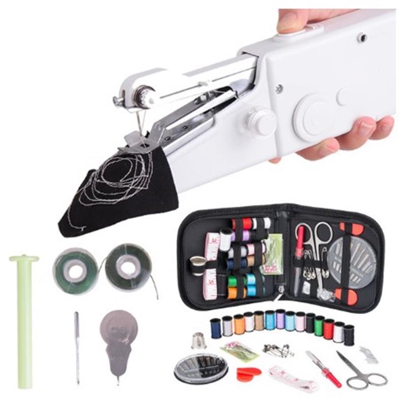 Portable Mini Hand Sewing Machine Household handheld Sewing Machine Electric Stitch Needlework Set for DIY Clothes Stitchin: Set 02