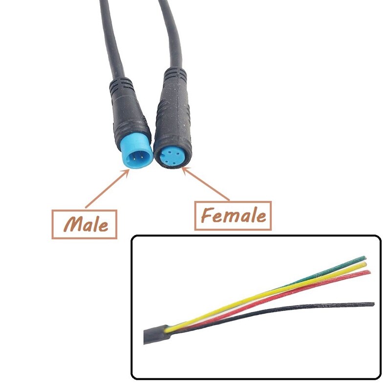 Waterdichte Kabel Connector Voor Ebike Licht Throttle Ebrake Display Ebike Onderdelen Verleng Kabel: 4 Female