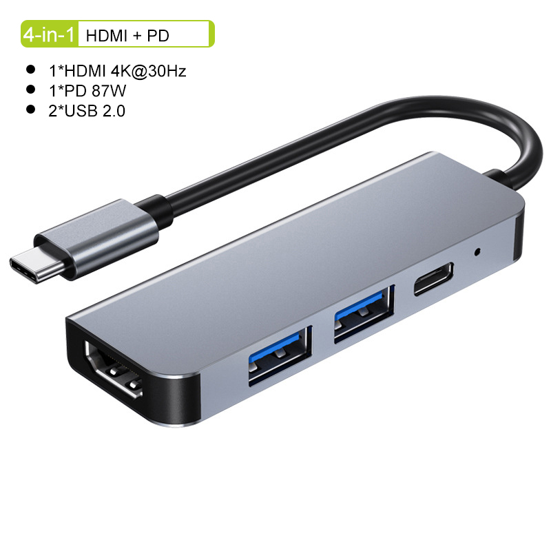 Usb c hub type c splitter til hdmi 4k thunderbolt 3 dokkingstasjon bærbar adapter med pd sd tf  rj45 for macbook air  m1 thinkpad: 4 i 1 hdmi pd