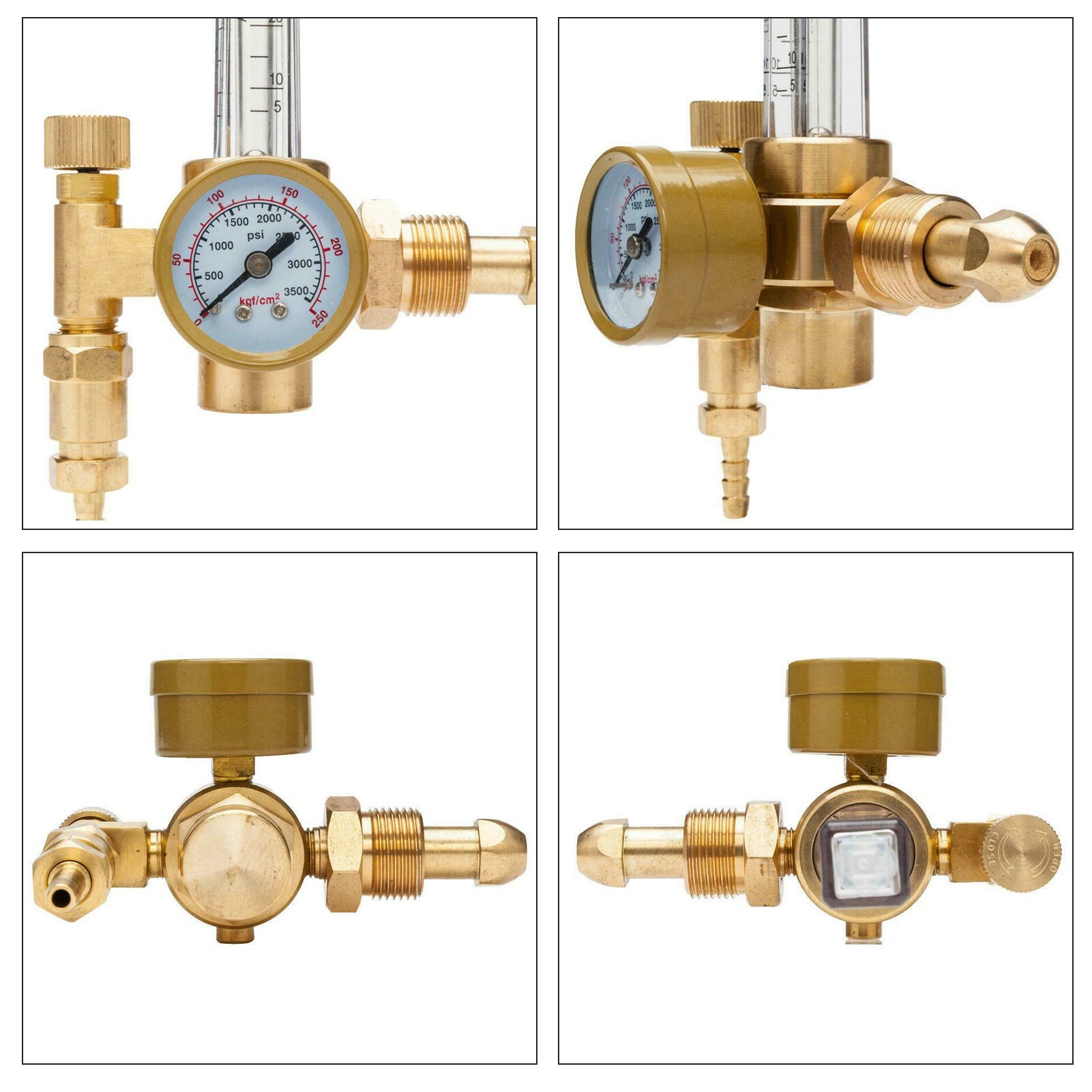 Argon Regulator Pressure Reducer 0-25LPM Flow Meter Regulator Mig Tig Flowmeter 3500PSI Gauge