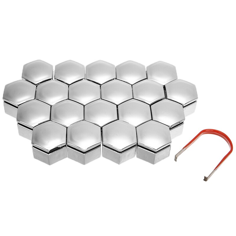 20pcs Chrome 22MM Wheel Hex Nut Bolt Cap Anti-rust Cover Protective Bolt Caps Hub Screw with Removal Tool