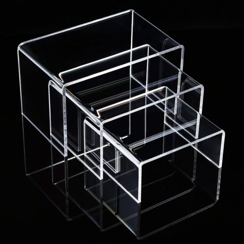 Akryl display stiger 3 størrelse trin akryl display stativ anti-korrosion klar vitrine display hylde til figur samling smykke