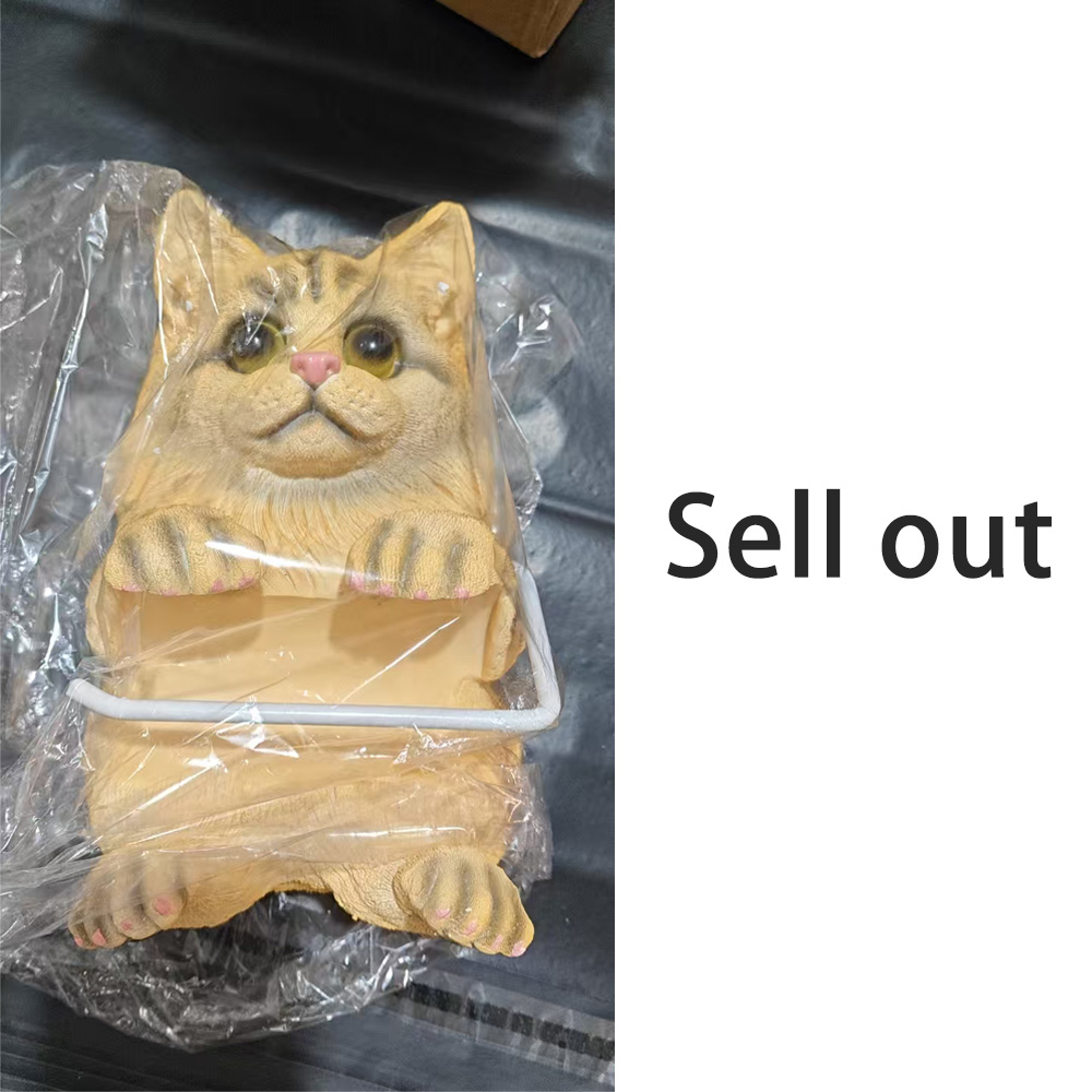 3D Printed Cat Paper Towel Holder – Realistic Wall-Mounted for Bathroom Easy Installation Decorative Toilet Paper Holder