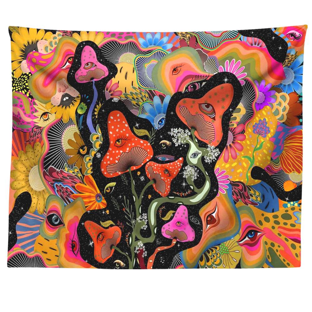 Psychedelic Mushroom Tapestry Wall Hanging Hippie Wall Art Decoration Tapestries: Default Title