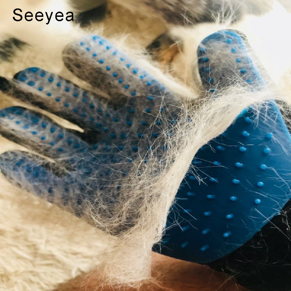 Seeyea-guante de aseo para mascotas, cepillo de silicona para quitar el pelo de gatos, peines de limpieza, guantes de masaje para el cuidado de gatos