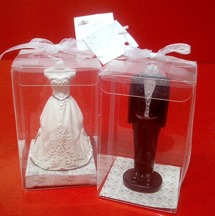 2 pcs/set Beautiful marriage proposal wedding candles dress shape candle for wedding supplies