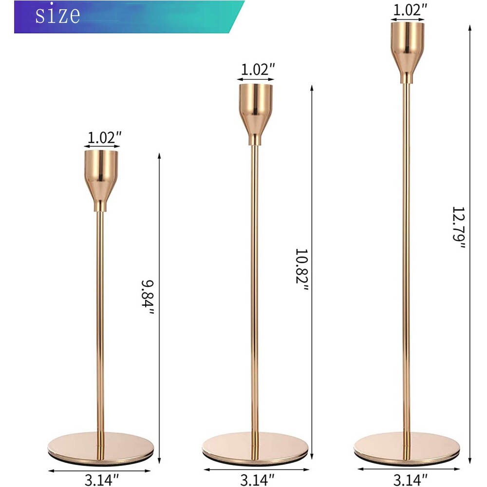 Gouden kaarsenhouder, kegelvormige kaarsenhouder, kaarsenhouder geschikt voor huisdecoratie, bruiloft, diner, feest, jubileumdecoratie