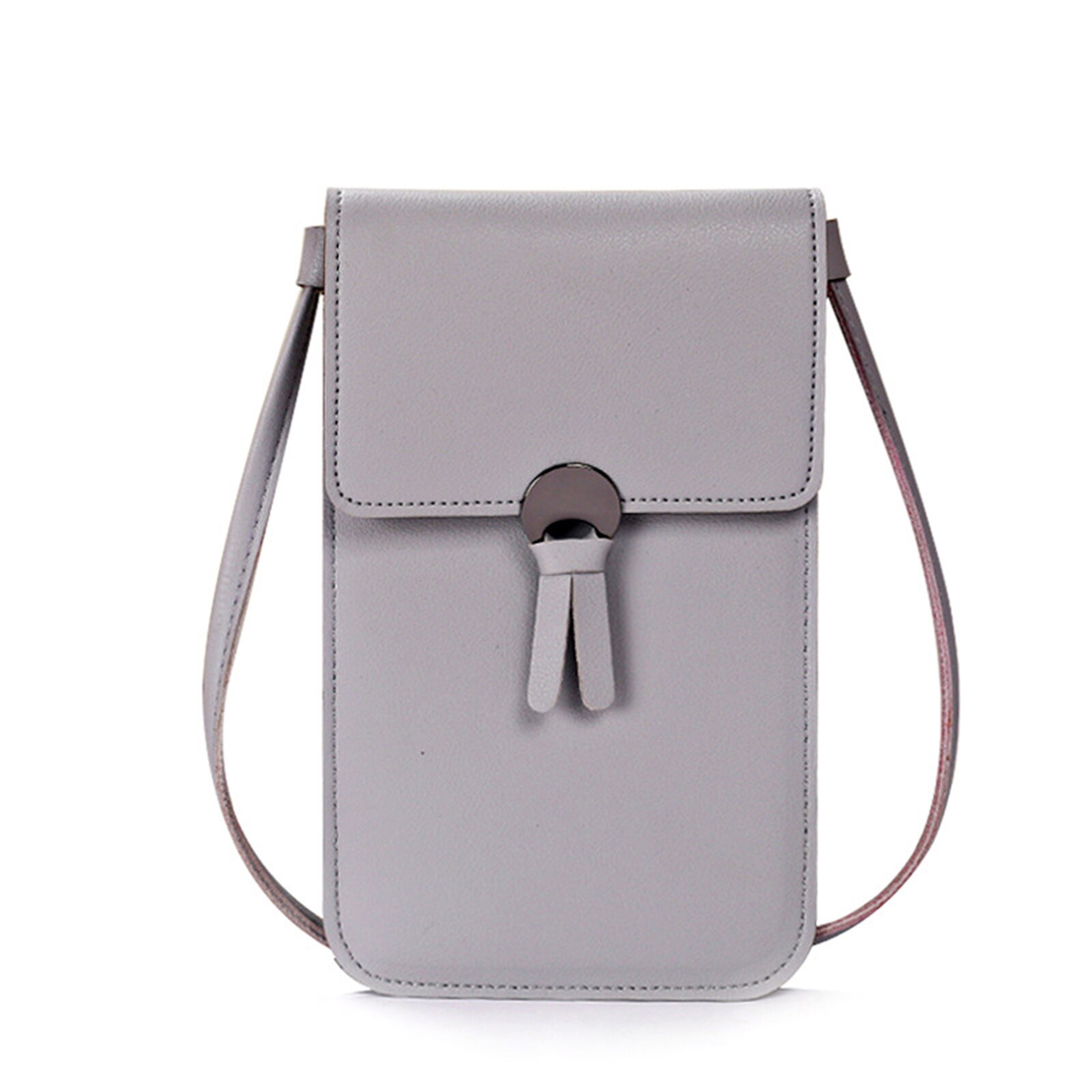 Vrouwen Meisjes Aanraken Screen Handtas Tassel Pu Lederen Schoudertas Voor Telefoon H9: Light Grey