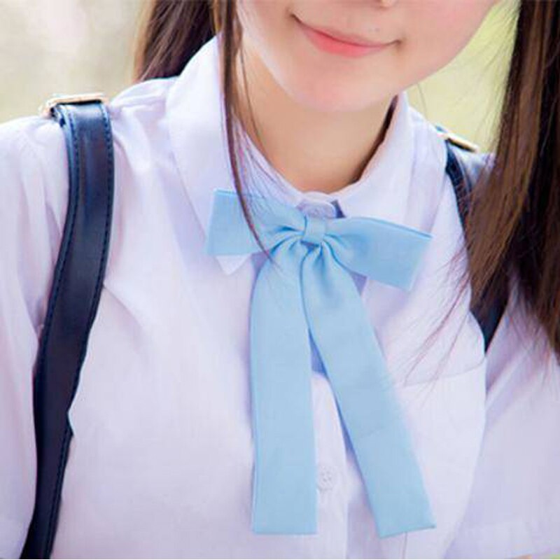 Kawaii – nœud papillon Long de couleur unie pour femmes, pour écolières japonaises, uniforme d&#39;étudiant JK, cravate Cosplay Lolita Gravata Borbolet
