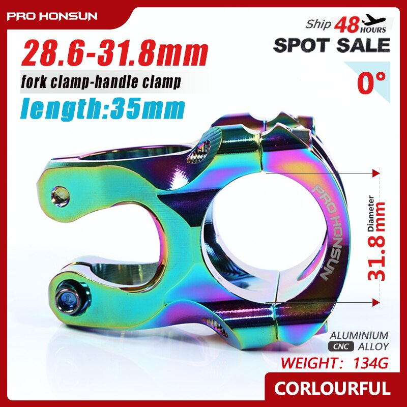 559 TANKE HONSUN MTB 35mm Stem CNC 31.8mm Handlebar Bicycle ultralight 0 Degree Rise FR AM Enduro 28.6mm Steer road Bike parts: Colorful
