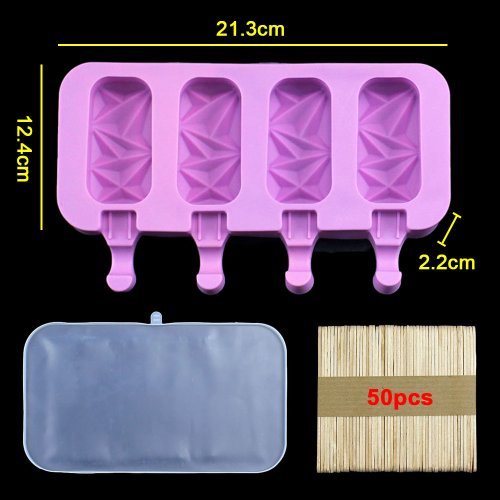 Moldes de silicona para helado DIY, molde para paletas de mano casero, molde para palitos de queso, bandeja de hielo con tapa: Beige