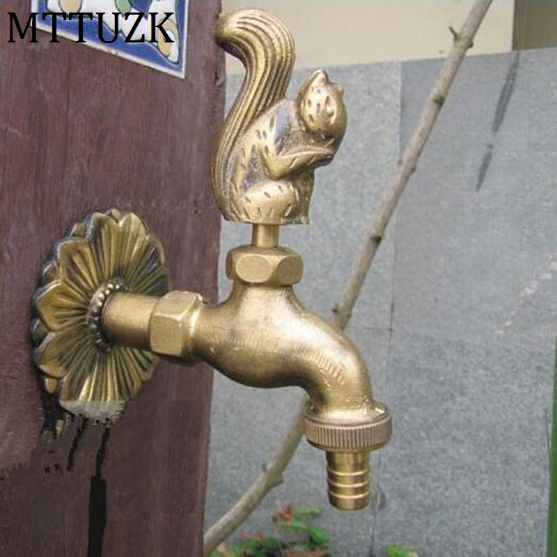 Grifo decorativo para jardín al aire libre, grifo con forma de Animal, de ardilla de latón antiguo, para lavar mopa/riego de jardín, grifo de Animal: bronze