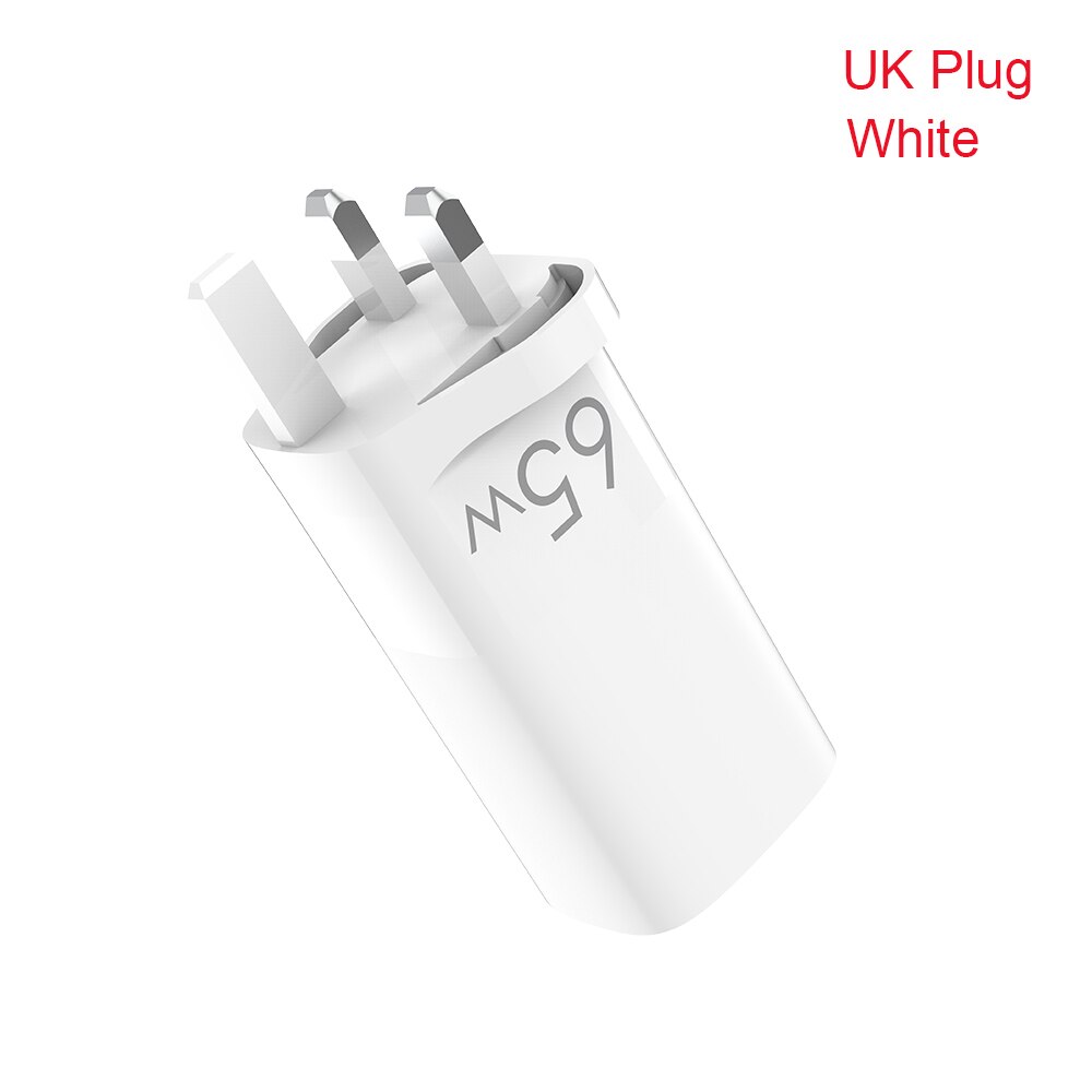 Portable Type C PD 3.0 Wall Adapter Quick Charge US EU Plug 65W GaN Fast Charger USBFor iPhone 12 Phone Laptop Tablet: UK Plug	white