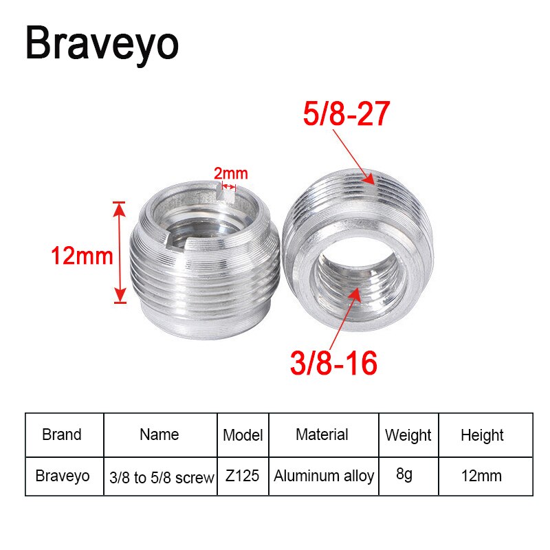 Microphone Bracket Screw 3/8 to 5/8-27 Fine Teeth Conversion Screw Nut Thread Adapter Mount for Camera Monitor Mic Stand: Z125 1PC